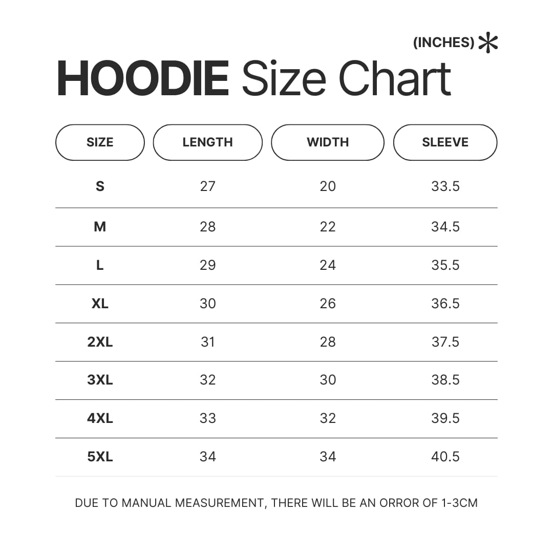 Hoodie Size Chart - XXXTentacion Merch