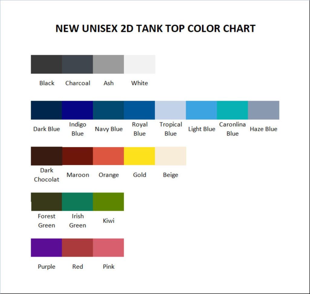 tank top color chart - XXXTentacion Merch