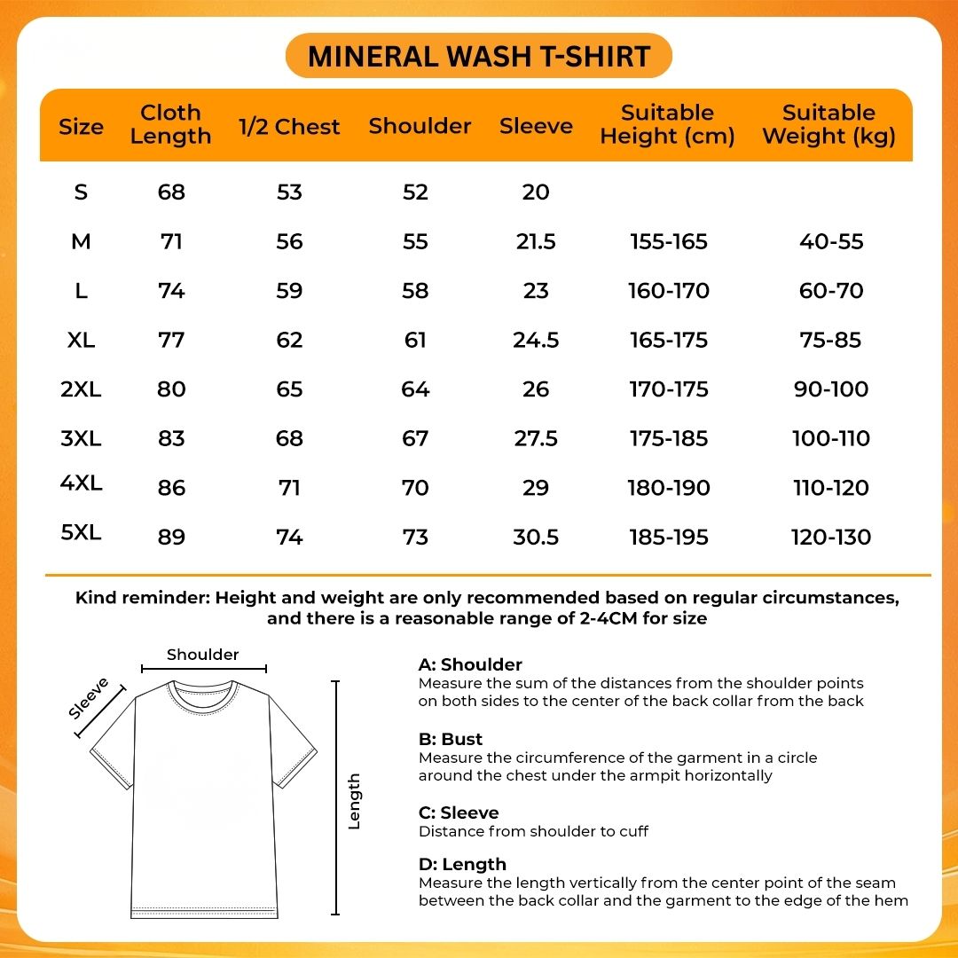 Mineral Wash T Shirt Size Chart - XXXTentacion Merch