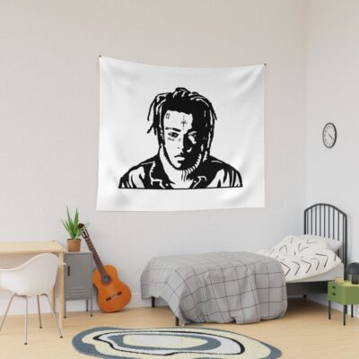 Xxxtentacion Black And White Silhouette Graphic Design Tapestry